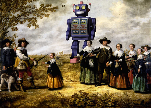 familiy with robot