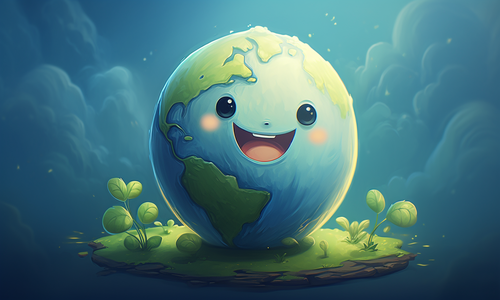 cute globe against blue background