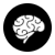 brain drawn in black round frame icon image