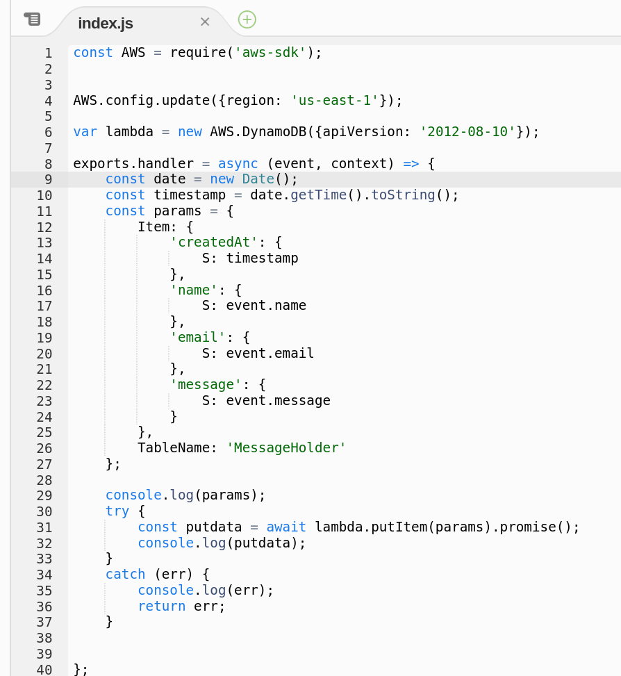 index.js code